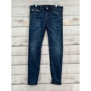 Replay Anbass Hyperflex M914Y Straight Leg Jeans Mens 32x30 Blue Dark Wash Denim